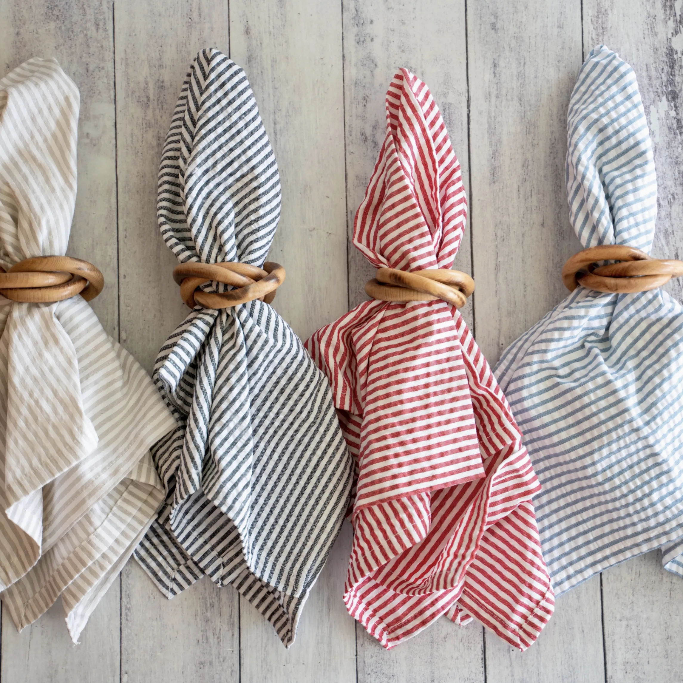 Wood Bangles Napkin Rings, Set of Four